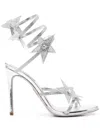 René Caovilla Cleo Crystal Star Satin Snake-wrap Sandals In White