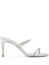 René Caovilla 100mm Satin Strass Mules In Grey