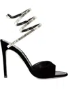 René Caovilla 104mm Serpent Rhinestone Stiletto Sandal In Black