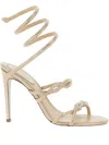 René Caovilla 105mm Braid Cleo Rhinestone-embellished Spiral-wrap Sandals In Neutral