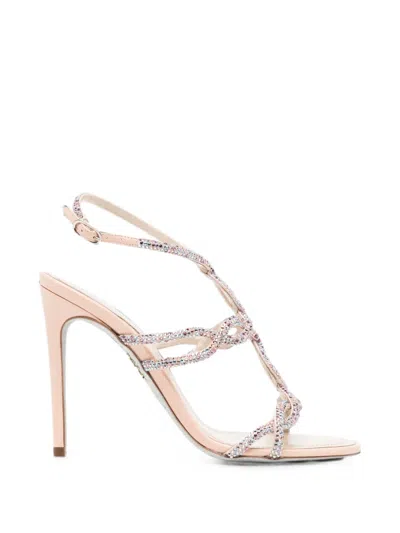 René Caovilla 105mm Braid Crystal-embellished Sandals In Multi