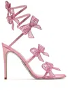 René Caovilla Satin Bow-embellished Sandals 105 In 粉色