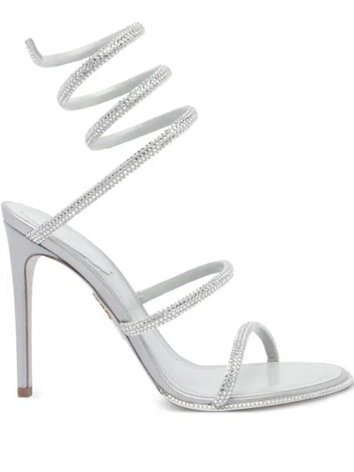 René Caovilla 105mm Cleo Heeled Sandals In Metallic