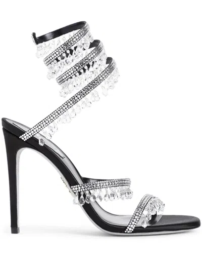 René Caovilla Chandelier 105 Rhinestone Embellished Sandals In Black