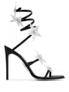 René Caovilla Round Toe High Heel Sandals In Black