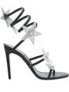 René Caovilla Round Toe High Heel Sandals In Black