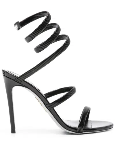 René Caovilla Rene Caovilla Womens Black Juniper 105 Coiled-strap Leather Heeled Sandals