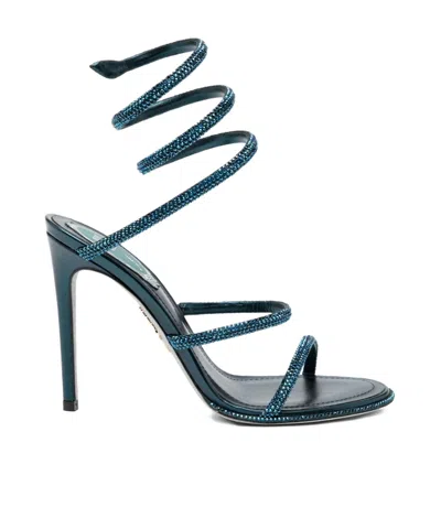 René Caovilla 105mm Cleo Sandals In Blue