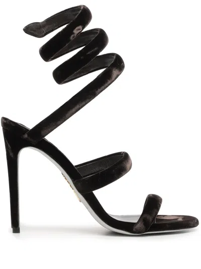 René Caovilla Velvet Cleo Sandals 105 In Black