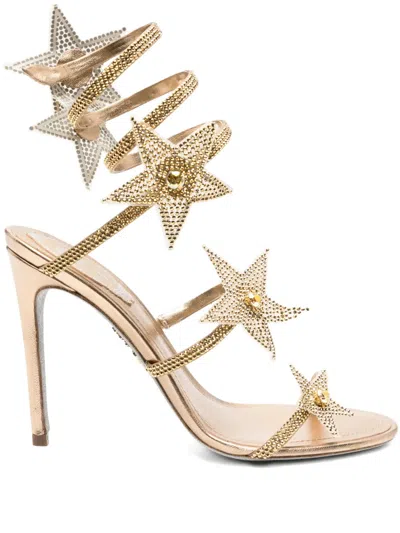 René Caovilla 105mm Cleo Sandals In Gold