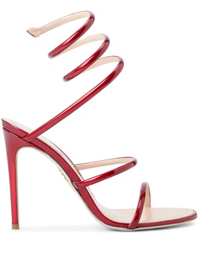 René Caovilla Round-headed High-heeled Sandals In Red