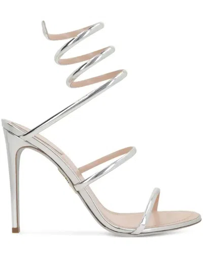 René Caovilla 105mm Cleo Sandals In Silver