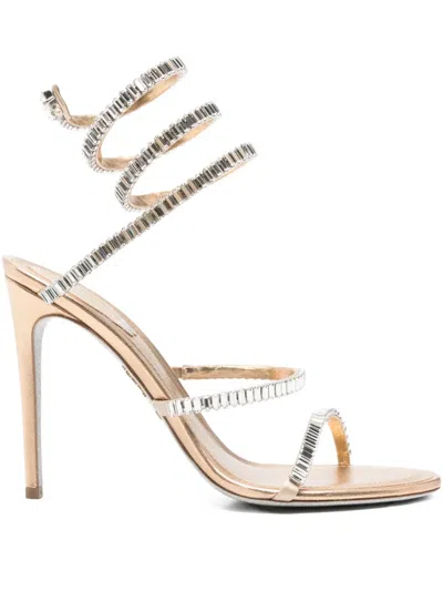 René Caovilla 105mm Cleo Sandals In Silver