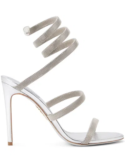 René Caovilla 105mm Cleo Sandals In Plata