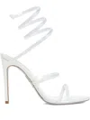 René Caovilla Ivory Leather Sandals With Striking Crystal-embellished Ankle Strap In White