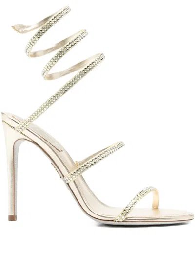René Caovilla 105mm Cleo Spiral Heeled Sandals In Gold