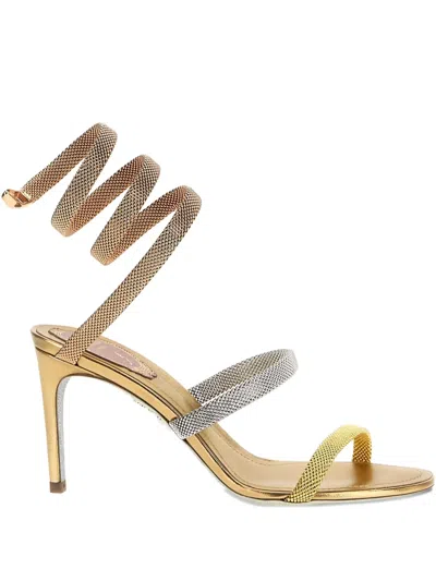 RENÉ CAOVILLA 105MM CLEO SPIRAL-STRAP METALLIC SANDALS