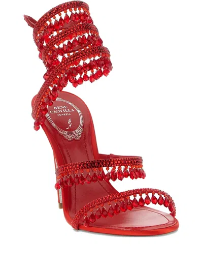 René Caovilla 105mm Crystal-embellished Sandals In Red
