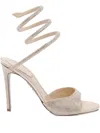 René Caovilla Heeled Sandals With Crystal Ankle Strap In Nude
