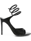 René Caovilla 105mm Crystal-embellished Spiral-wrap Sandals In Black