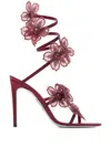 René Caovilla 105mm Crystal-flower Embellished Sandals In Red