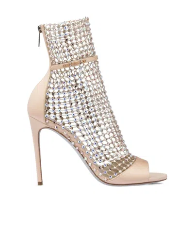 René Caovilla 105mm Crystal-embellished Mesh Sandals In Brown