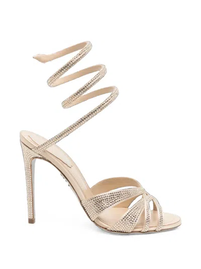 René Caovilla 105mm Dania Sandals In Neutral