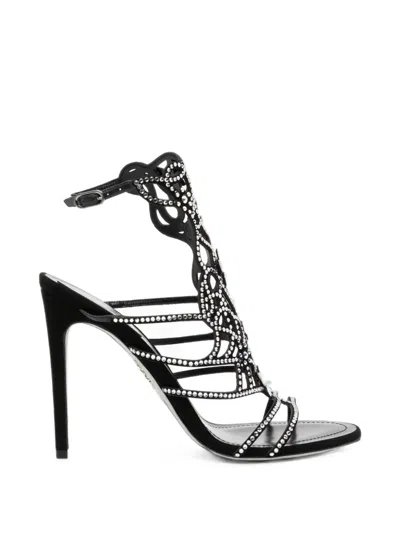 René Caovilla 105mm Eden Sandals In Black