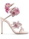 René Caovilla Floraine Crystal Flowers Ankle-wrap Sandals In 3412