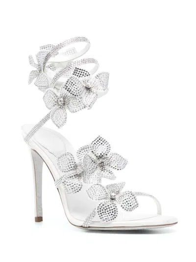 René Caovilla 105mm Floriane Sandals In Silver