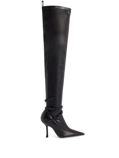 René Caovilla 105mm Juniper Boots In Black