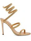 René Caovilla Leather Serpent Heeled Sandals 105 In Gold