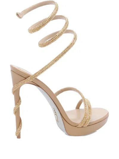 René Caovilla 105mm Margot Sandals In Gold