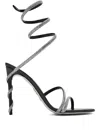 René Caovilla 105mm Spiral-strap Rhinestone-embellished Sandals In Black