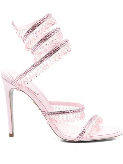 René Caovilla 110mm Chandelier Crystal-embellished Sandals In Pink