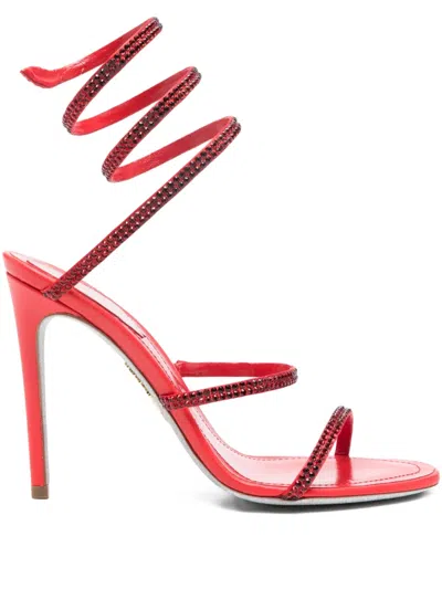 René Caovilla 110mm Cleo Embellished Spiral Ankle-strap Sandals In Red