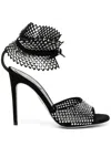 René Caovilla 110mm Crystal-embellished Sandals In Black