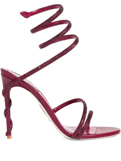 René Caovilla 110mm Crystal-embellished Spiral Sandals In Red