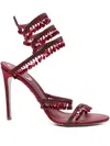 René Caovilla 110mm Embellished Satin Heeled Sandals In Red