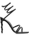 René Caovilla Margot Crystal-embellished Satin Sandals In Black