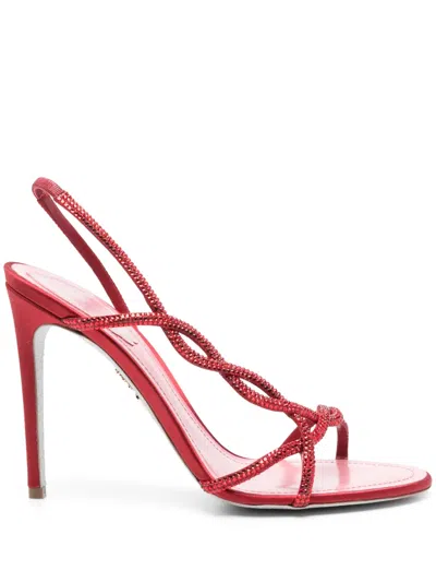 René Caovilla 110mm Rhinestone-embellished Sandals In Red