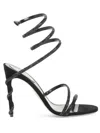 René Caovilla Strass Adorned Satin Sandals In Black