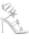 René Caovilla Cleo Crystal Star Satin Snake-wrap Sandals