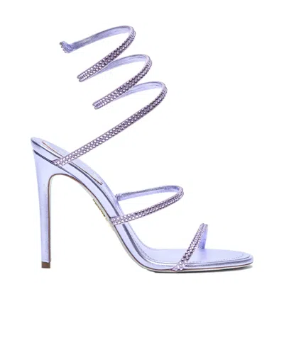 René Caovilla 115mm Crystal Ankle Wrap Heeled Sandal In Purple