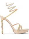 René Caovilla Margot Plateau Sandal With Gold And Silver Crystals 120 In Silver