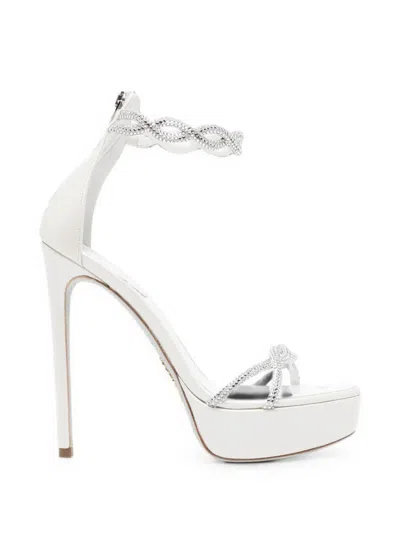 René Caovilla 130mm Braid Fondant Sandals In White