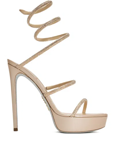 René Caovilla 130mm Cleo Crystal-embellished Platform Sandals In Neutral