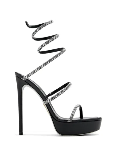 René Caovilla 130mm Cleo Heeled Sandals In Black