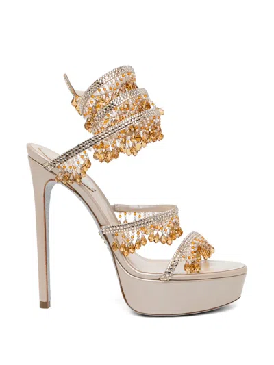 René Caovilla 130mm Crystal-embellished Sandals In Black