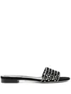 René Caovilla 20mm Embellished Leather Mules In V065